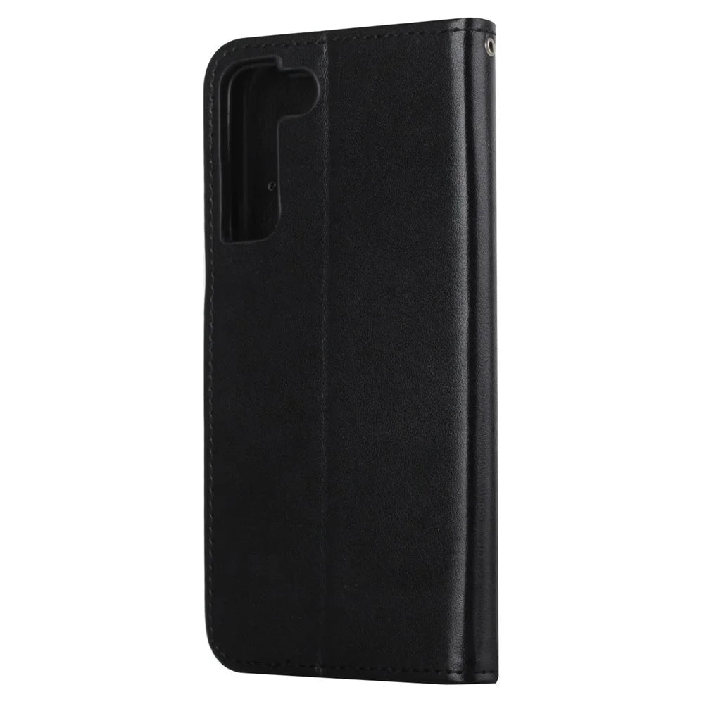 For Samsung Galaxy S23+ Butterfly Flower Imprinted PU Leather Phone Case Wallet Stand Full Protection Smartphone Cover - Black - 6