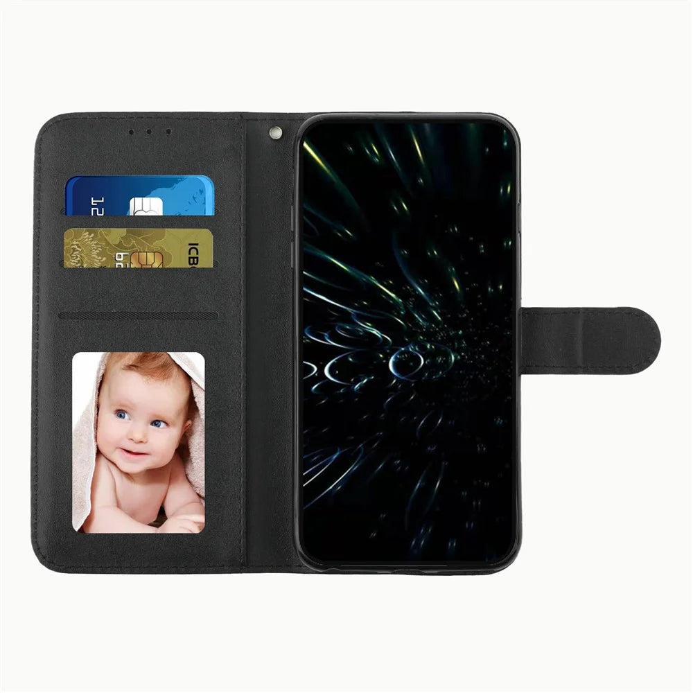 For vivo V60 Lite 5G  /  4G Leather Phone Case Foldable Stand Wallet Flip Cover with Strap - Black - 3