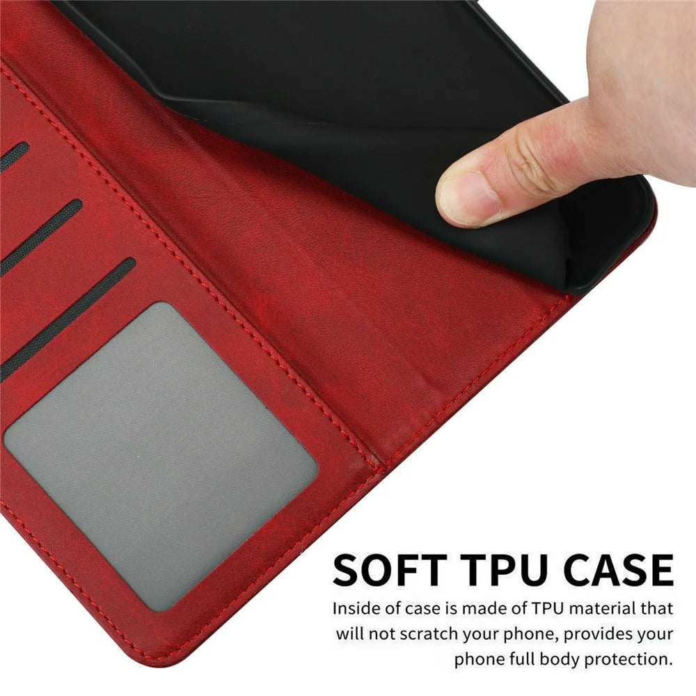 For vivo V60 Lite 5G  /  4G Wallet Case Flip Stand Calf Texture PU Leather Phone Cover with Strap - Red - 6