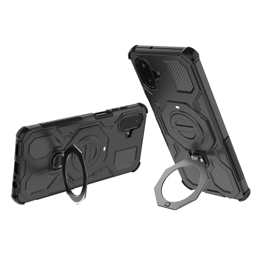 For Samsung Galaxy A08 5G / A08 4G / A07 5G / A07 4G Magnetic Case Rotating Metal Kickstand Shockproof PC + TPU Phone Back Cover - Black - 2