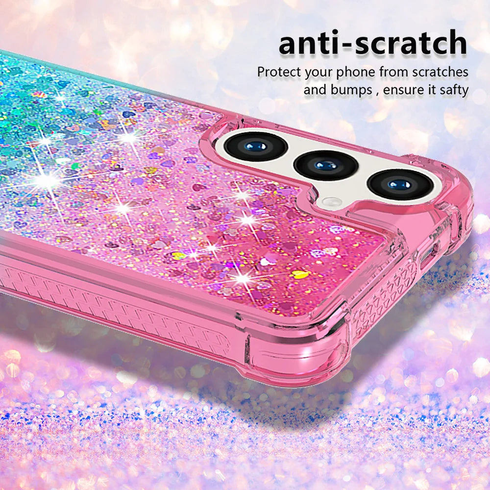 For Samsung Galaxy S26 TPU Case Gradient Quicksand Phone Back Cover - Pink+Sky Blue - 4