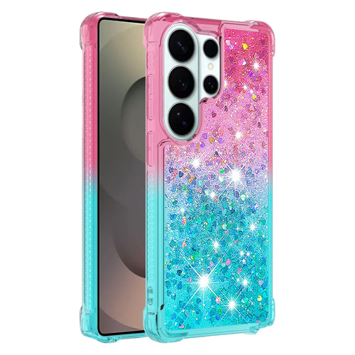 For Samsung Galaxy S26 Ultra TPU Case Gradient Quicksand Phone Back Cover - Pink+Sky Blue - 1