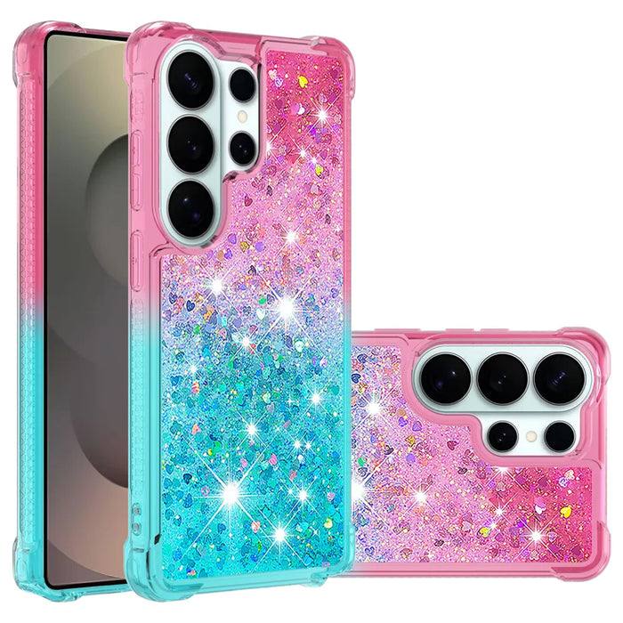 For Samsung Galaxy S26 Ultra TPU Case Gradient Quicksand Phone Back Cover - Pink+Sky Blue - 2