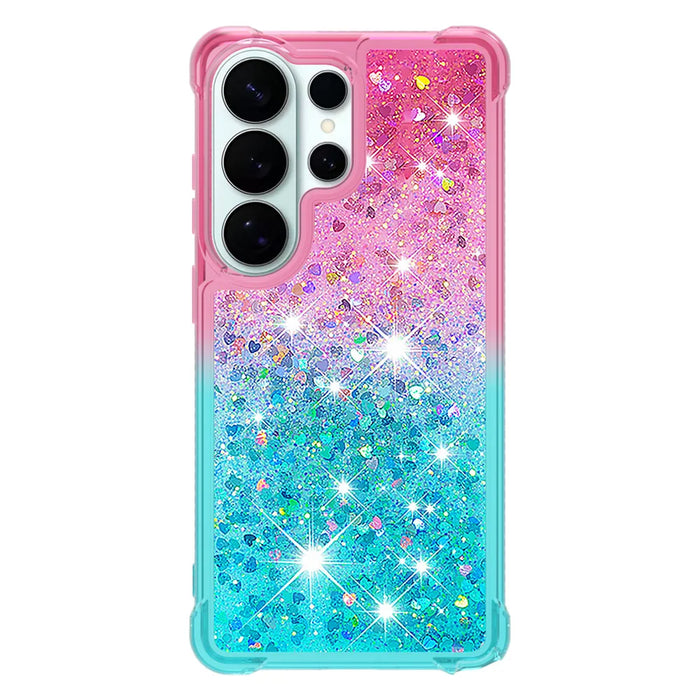 For Samsung Galaxy S26 Ultra TPU Case Gradient Quicksand Phone Back Cover - Pink+Sky Blue - 3