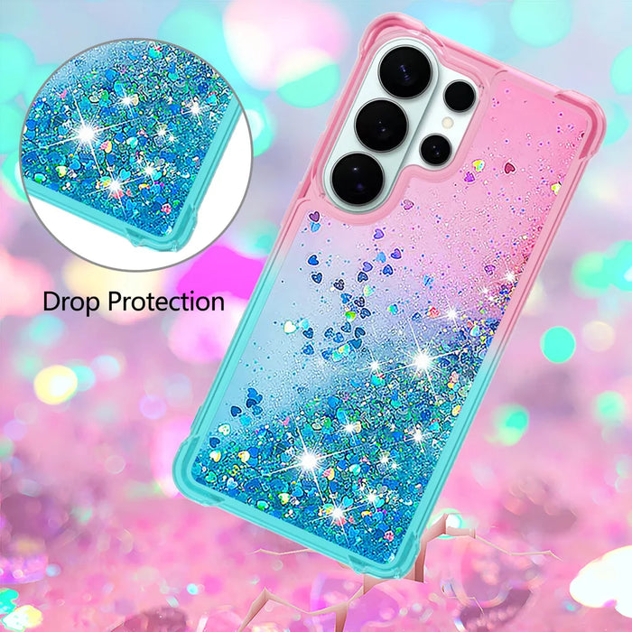 For Samsung Galaxy S26 Ultra TPU Case Gradient Quicksand Phone Back Cover - Pink+Sky Blue - 5