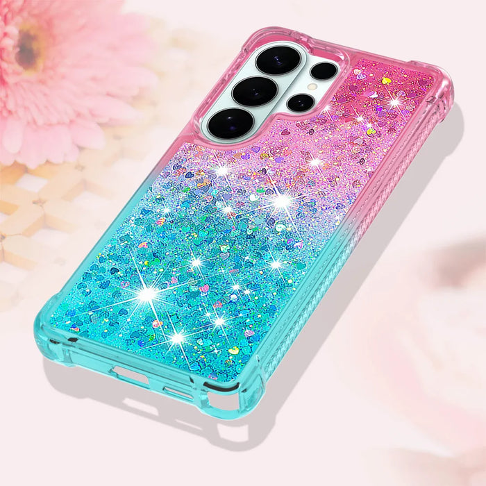 For Samsung Galaxy S26 Ultra TPU Case Gradient Quicksand Phone Back Cover - Pink+Sky Blue - 6