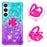 For Samsung Galaxy S26 TPU Case with Kickstand Gradiant Quicksand Shockproof Cover - Sky Blue+Purple - 3