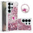 For Samsung Galaxy S26 Ultra TPU Case with Kickstand Quicksand Shockproof Cover - Rose Gold / Hearts - 2