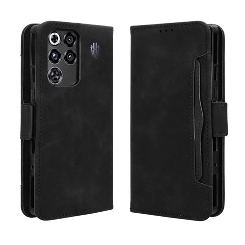For ZTE nubia RedMagic 11 Pro+ 5G / ZTE nubia RedMagic 11 Pro 5G Leather Case Phone Wallet Cover with Multiple Card Slots - Black - 1