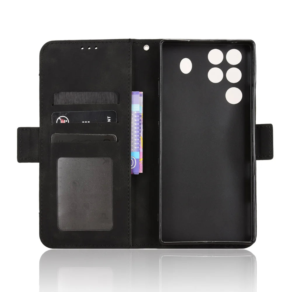 For ZTE nubia RedMagic 11 Pro+ 5G / ZTE nubia RedMagic 11 Pro 5G Leather Case Phone Wallet Cover with Multiple Card Slots - Black - 4