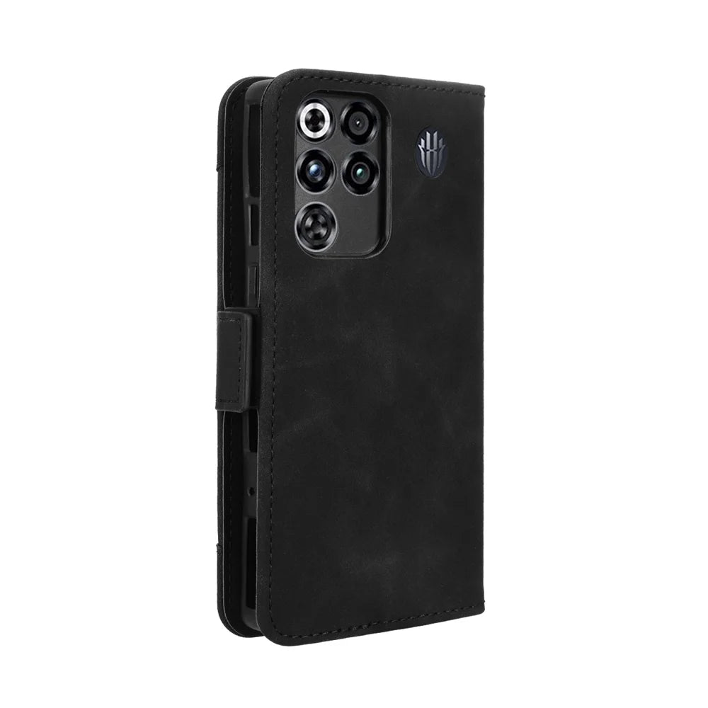 For ZTE nubia RedMagic 11 Pro+ 5G / ZTE nubia RedMagic 11 Pro 5G Leather Case Phone Wallet Cover with Multiple Card Slots - Black - 7
