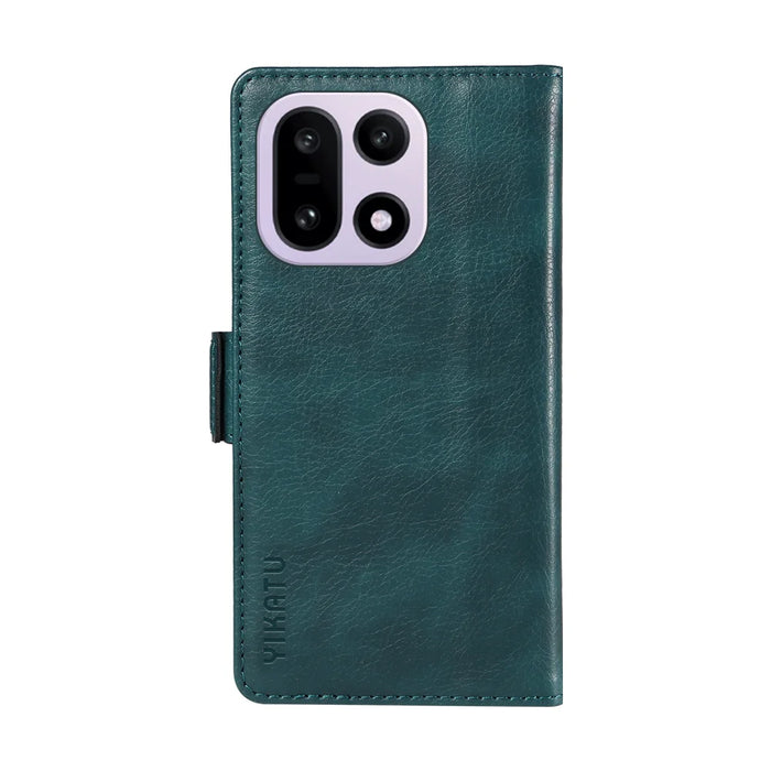 YIKATU For OnePlus 15 5G Case  YK-007 Litchi Texture PU Leather Wallet Phone Cover - Blue - 7