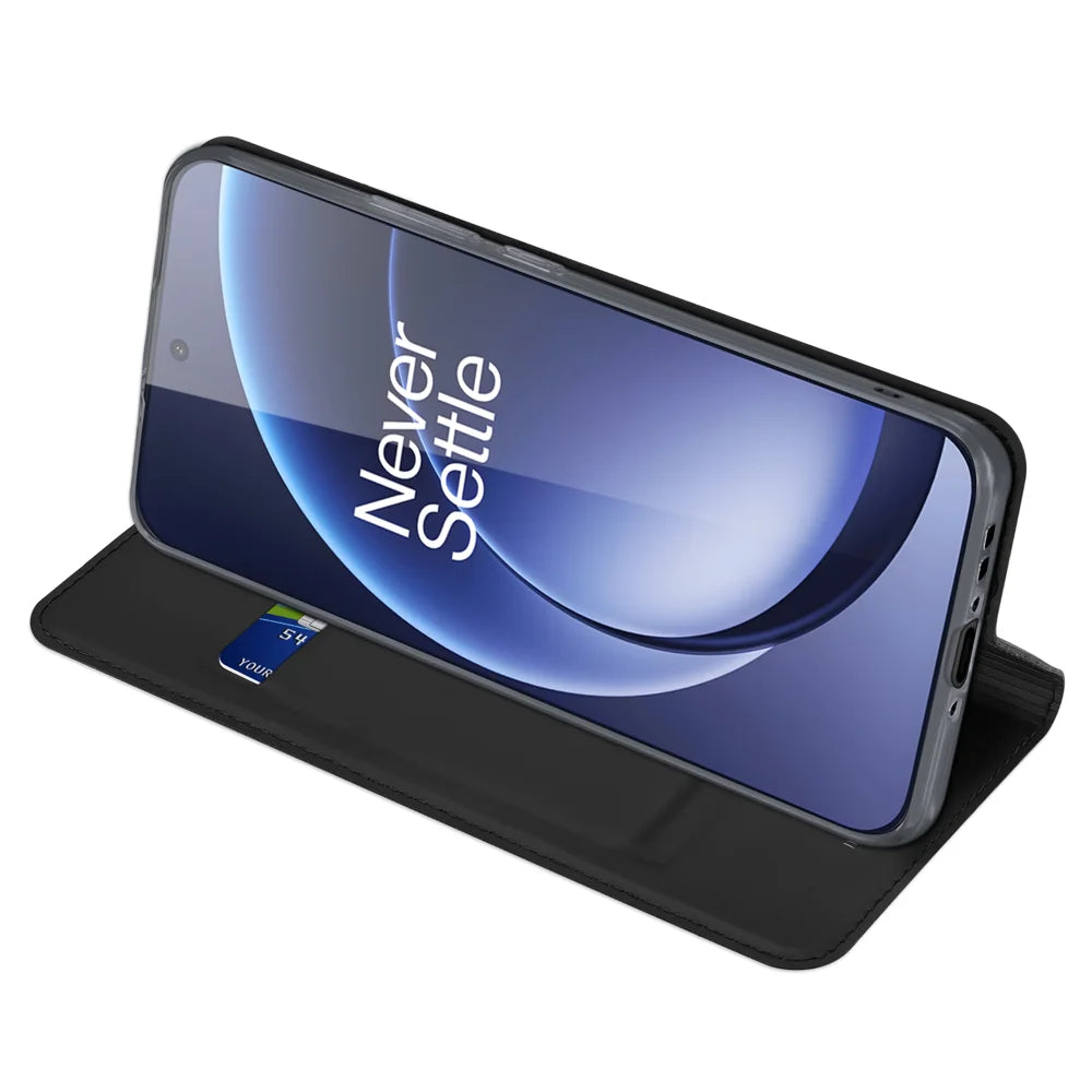DUX DUCIS For OnePlus 15 5G Case  Skin Pro Series Leather Stand Cover Card Holder - Black - 5