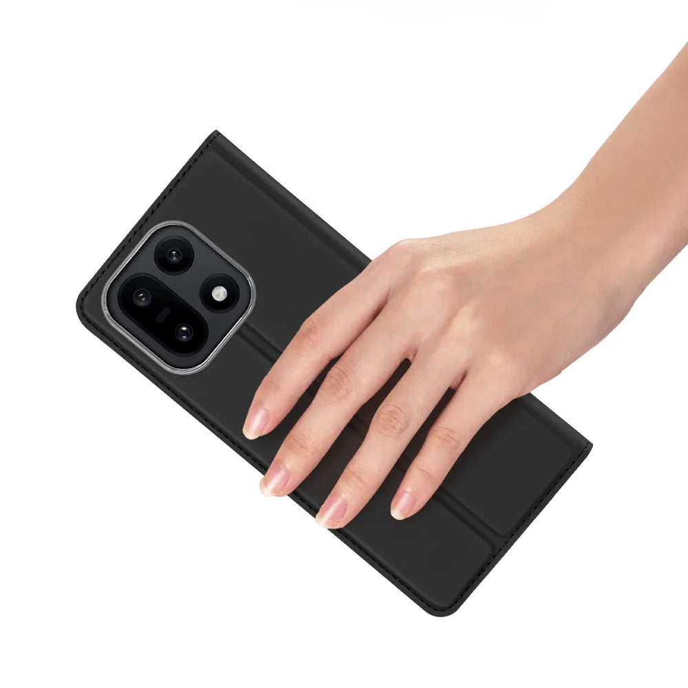 DUX DUCIS For OnePlus 15 5G Case  Skin Pro Series Leather Stand Cover Card Holder - Black - 6