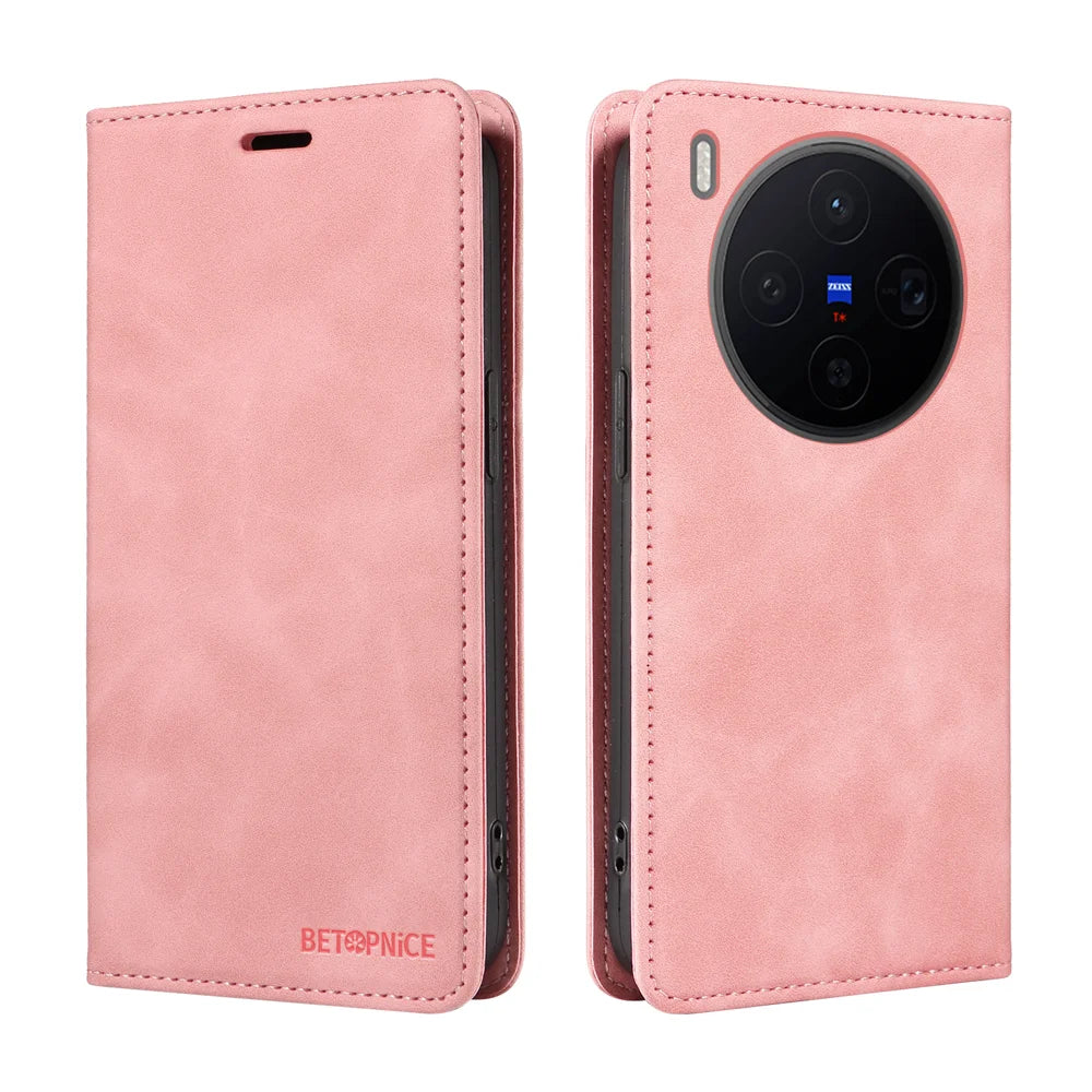 BETOPNICE For vivo X300 5G Case  Magnetic Closure RFID Blocking Wallet Stand Leather Phone Cover - Pink - 2