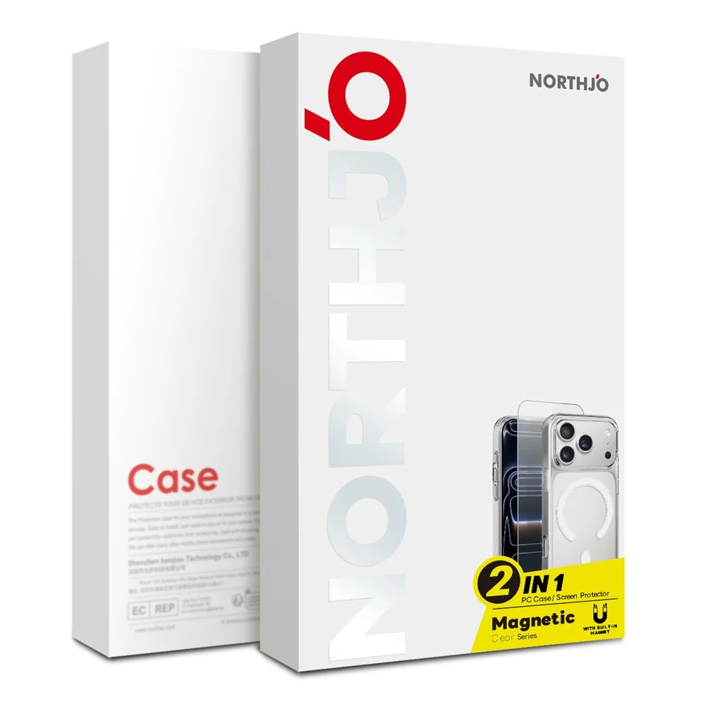 NORTHJO For iPhone 15 Pro Case Compatible with MagSafe PC + TPU Phone Cover with Tempered Glass Film - Transparent - 4