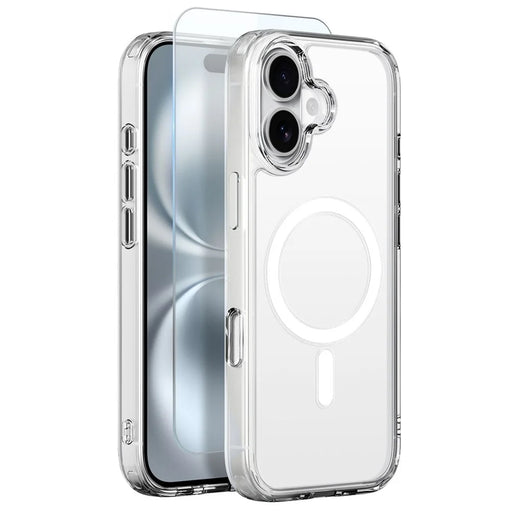 NORTHJO For iPhone 16 Case Compatible with MagSafe PC + TPU Phone Cover with Tempered Glass Film - Transparent - 1