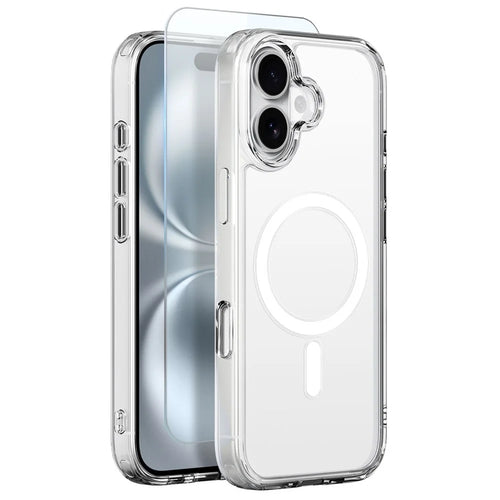 NORTHJO For iPhone 16 Plus Case Compatible with MagSafe PC + TPU Phone Cover with Tempered Glass Film - Transparent - 1