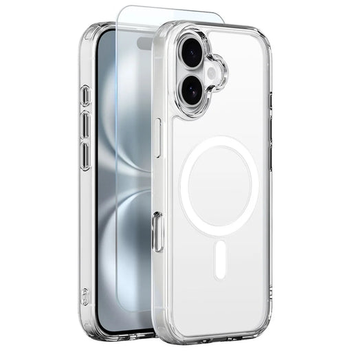 NORTHJO For iPhone 16 Plus Case Compatible with MagSafe PC + TPU Phone Cover with Tempered Glass Film - Transparent - 1