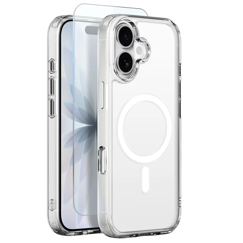 NORTHJO For iPhone 17 Case Compatible with MagSafe PC + TPU Phone Cover with Tempered Glass Film - Transparent - 1