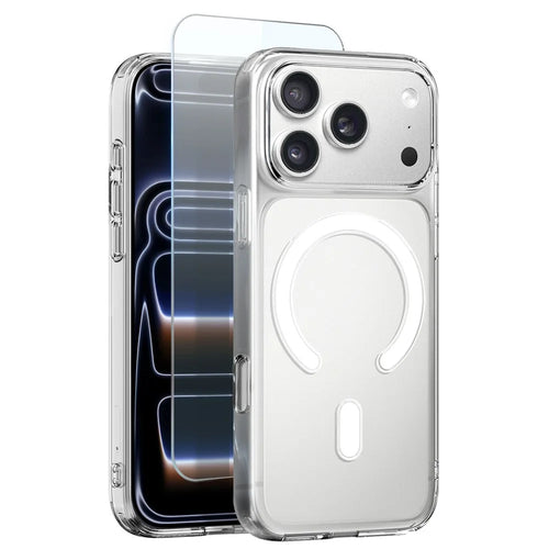 NORTHJO For iPhone 18 Pro / 17 Pro Case Compatible with MagSafe PC + TPU Phone Cover with Tempered Glass Film - Transparent - 1