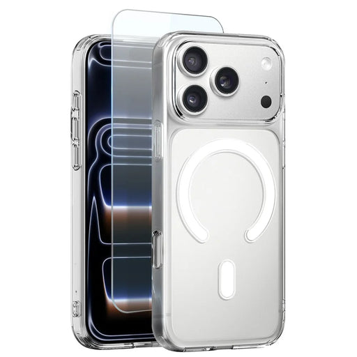 NORTHJO For iPhone 18 Pro Max / 17 Pro Max Case Compatible with MagSafe PC + TPU Phone Cover with Tempered Glass Film - Transparent - 1