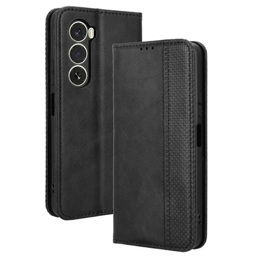For itel A100 4G Leather Case Wallet Stand Retro Texture Phone Cover - Black - 1