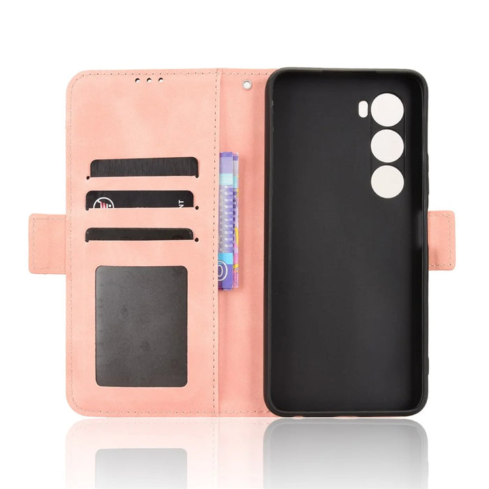 For itel A100 4G Leather Case Phone Wallet Cover with Multiple Card Slots - Pink - 2