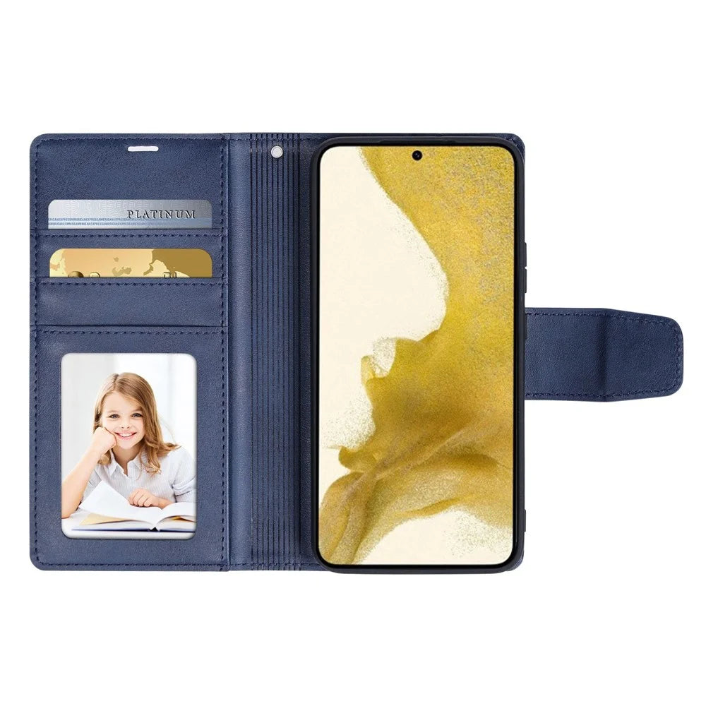 HANMAN Miro2 Series for Samsung Galaxy S22+ 5G Detachable 2-in-1 Phone Case Magnetic Wallet Cover PU Leather Stand Protective Shell - Blue - 2