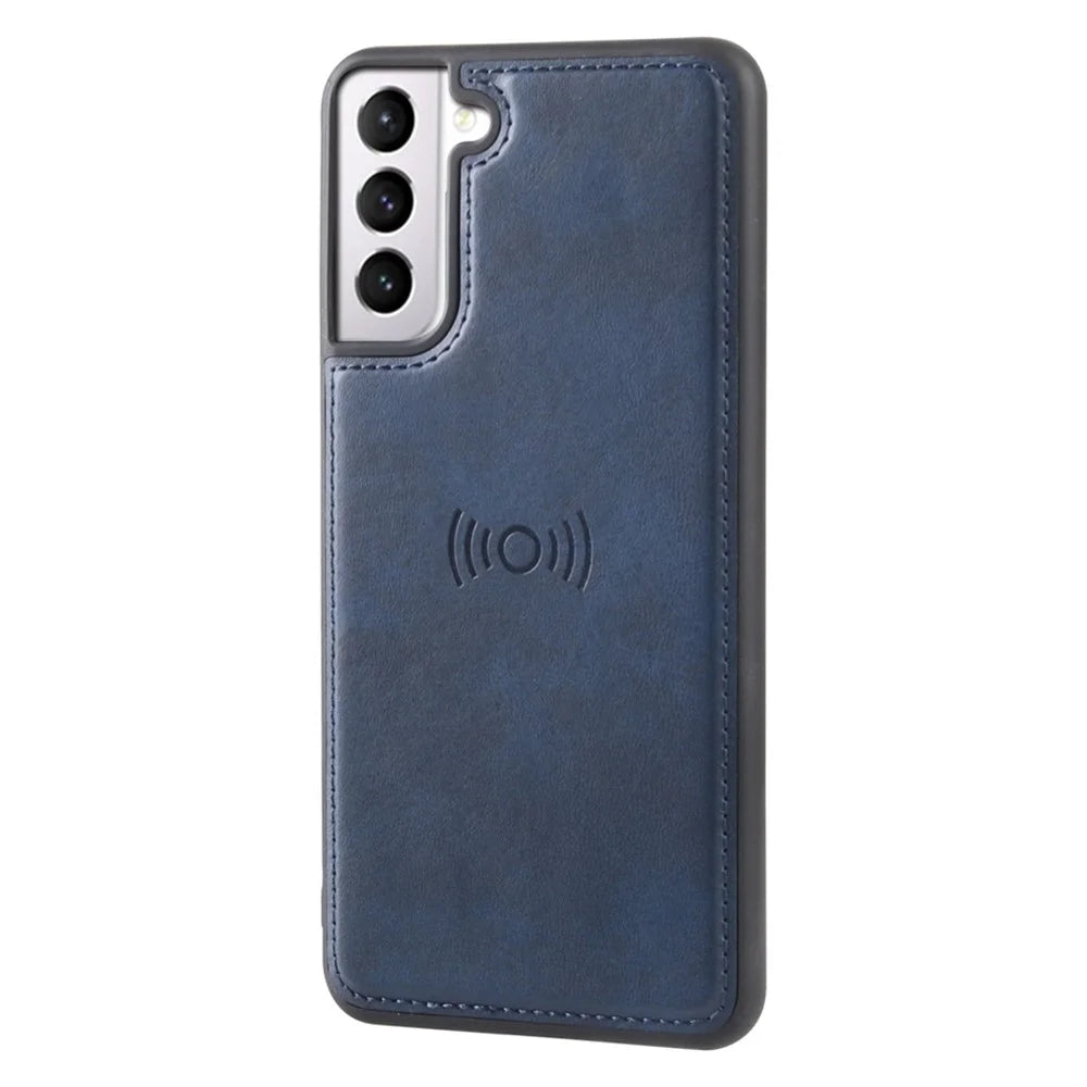 HANMAN Miro2 Series for Samsung Galaxy S22+ 5G Detachable 2-in-1 Phone Case Magnetic Wallet Cover PU Leather Stand Protective Shell - Blue - 6