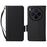 For vivo X300 5G Case Litchi Texture Wallet Leather Phone Cover with Wrist Strap - Black - 1