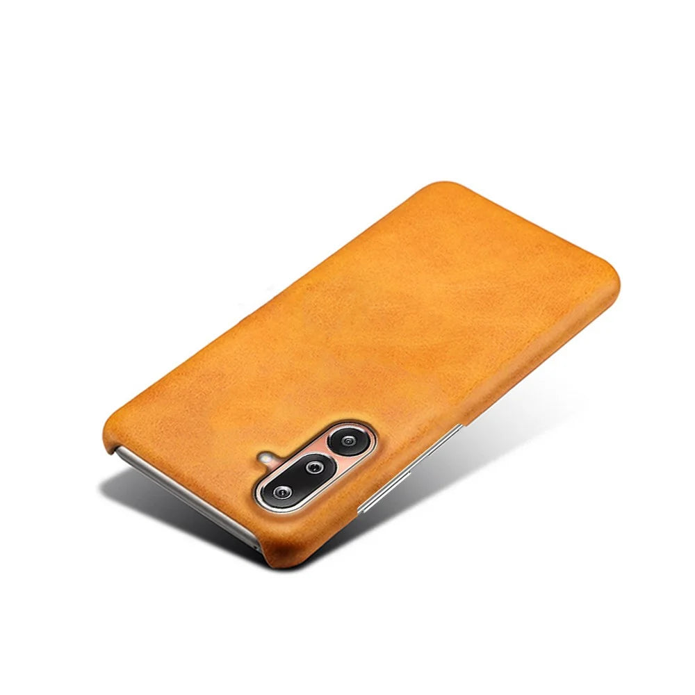 For Samsung Galaxy M36 5G Case Calf Texture PU Leather Hard PC Protective Phone Cover - Orange - 3