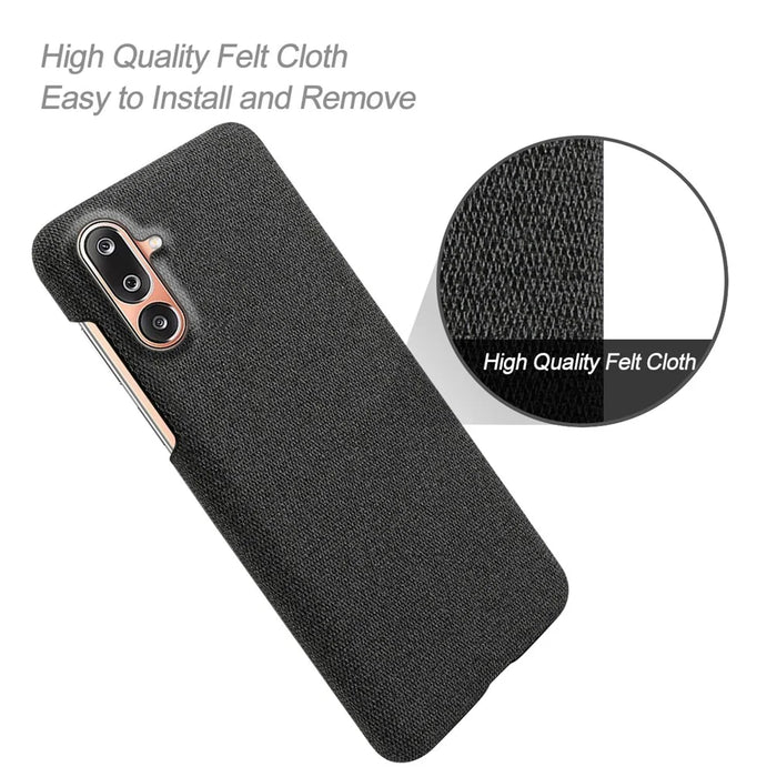 For Samsung Galaxy M36 5G Phone Case Cloth Texture Anti-Scratch Protective PC Back Cover - Black - 4