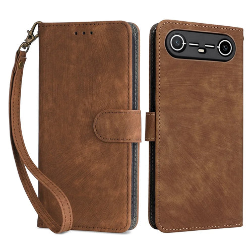 For TECNO Spark Slim 4G / Pova Slim 5G Case Wallet RFID Blocking PU Leather Phone Cover Stand with Strap - Brown - 1