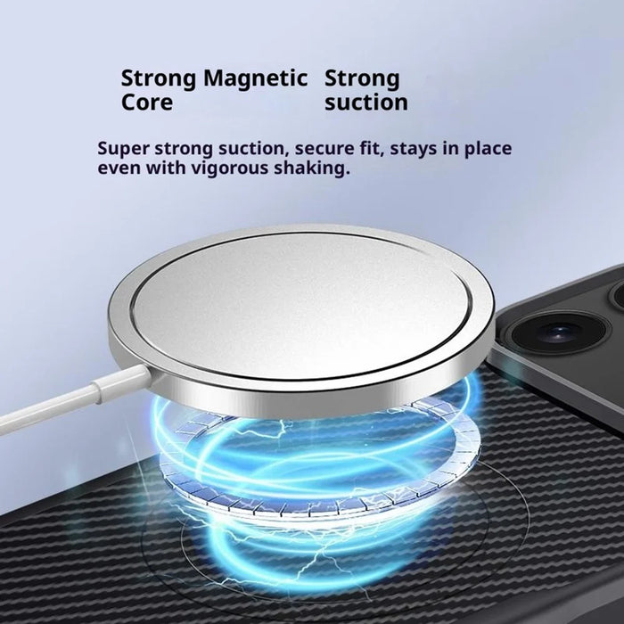 For iPhone 17 Pro Case Compatible with MagSafe Carbon Fiber PU + PC + Silicone Protective Cover - Black - 6