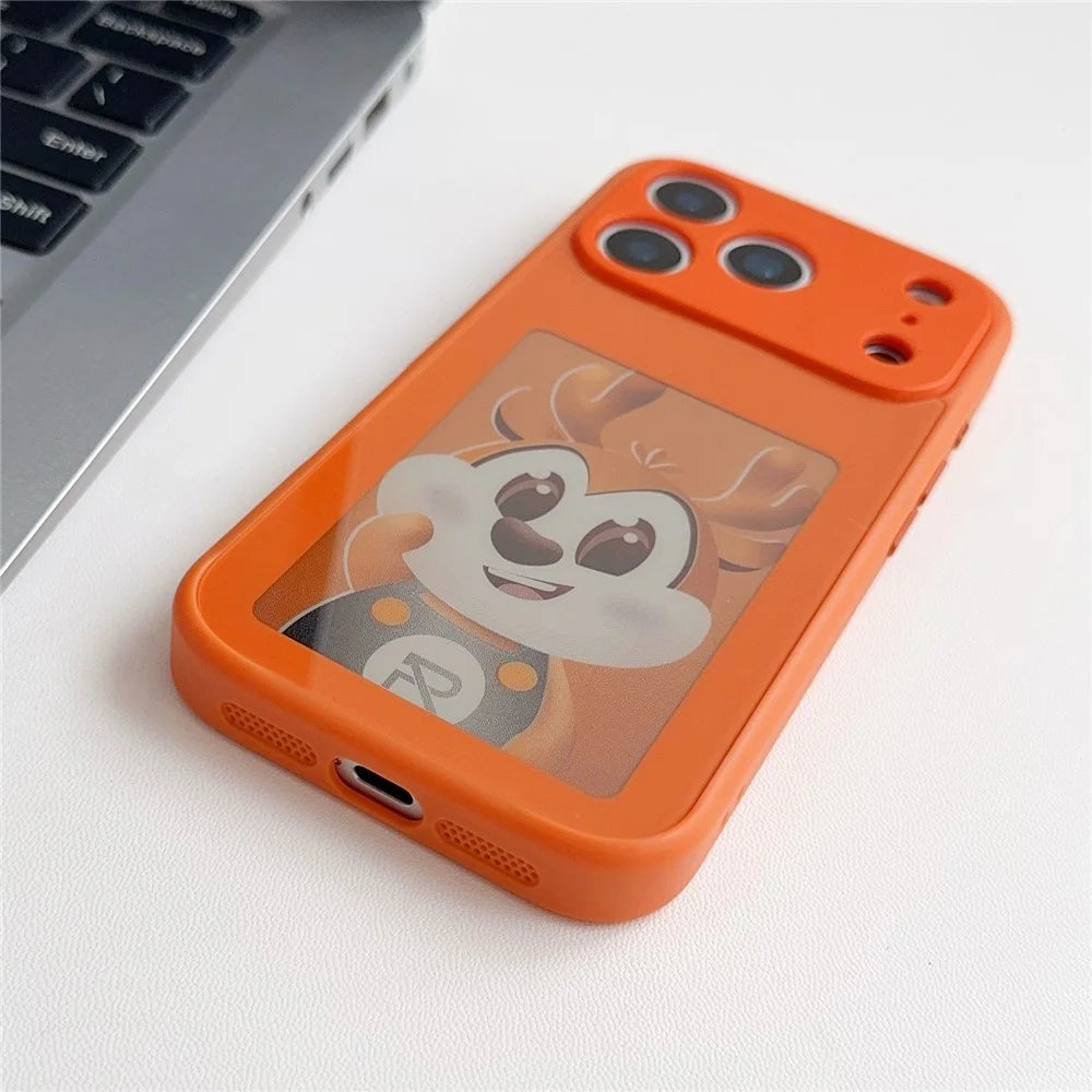 For iPhone 17 Pro Smart E-Ink Magnetic Case 4 Color HD 4 inch Display NFC DIY Customized Screen - Orange - 5