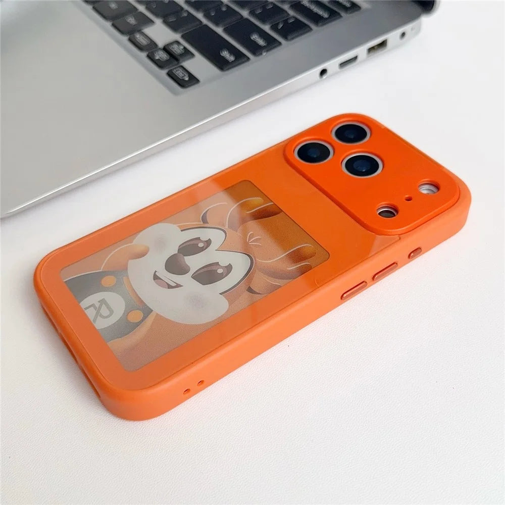 For iPhone 17 Pro Smart E-Ink Magnetic Case 4 Color HD 4 inch Display NFC DIY Customized Screen - Orange - 6