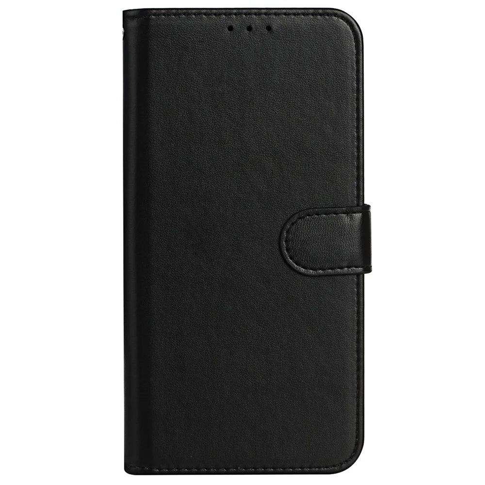 Cell Phone Cover with Card Slots For Samsung Galaxy A14 5G / 4G , Solid Color Shockproof PU Leather Phone Case Wallet Stand with Strap - Black - 5