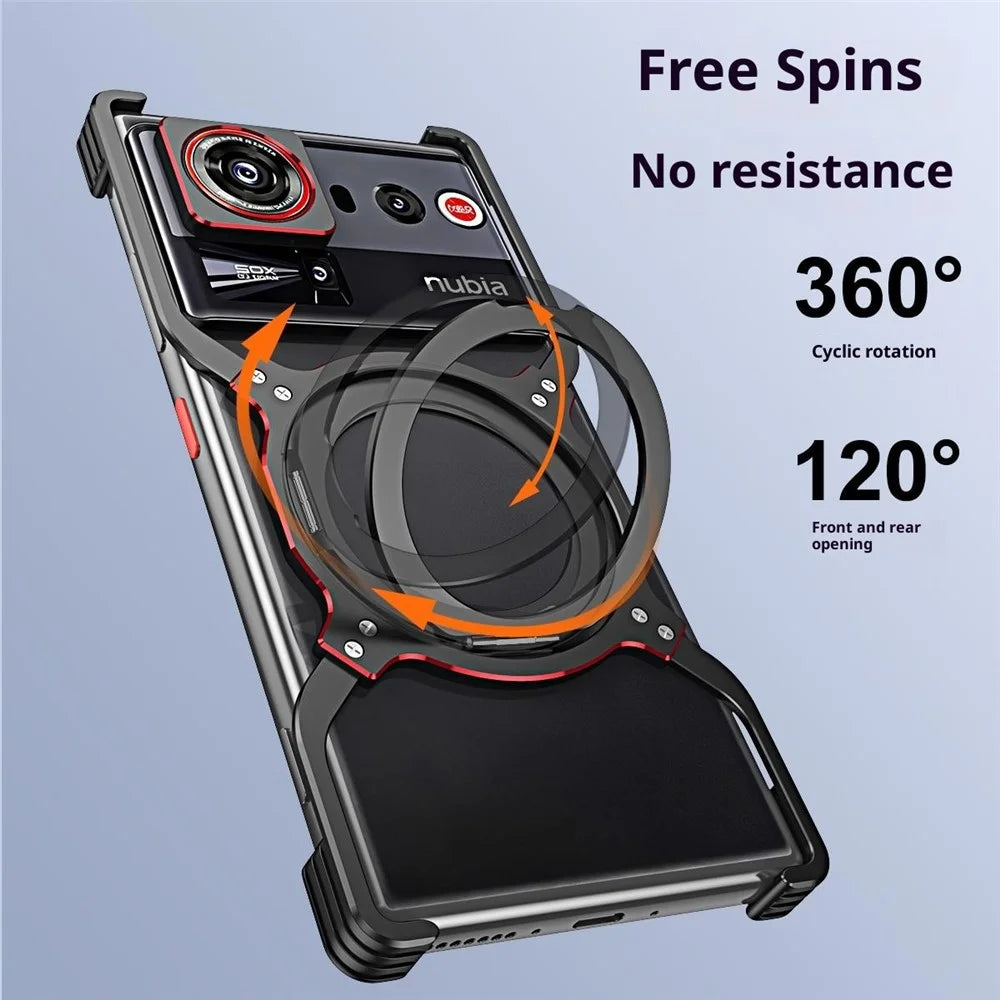 For ZTE nubia Z80 Ultra 5G Case Kickstand Metal Bumper Magnetic Phone Cover - Black / Blue - 5