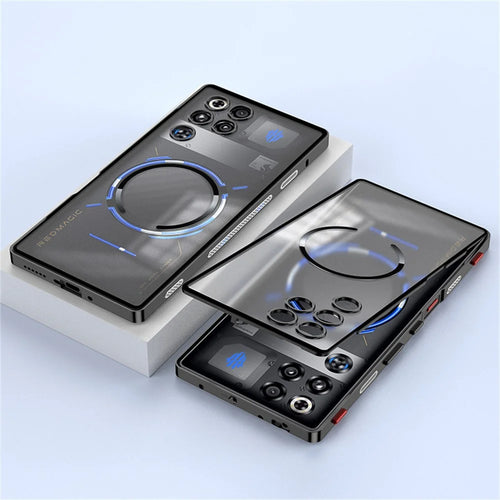 For ZTE nubia RedMagic 11 Pro 5G / 11 Pro+ 5G Magnetic Case Aluminium Alloy PC Matte Phone Cover Pop-Up Snap Lock - Black - 1
