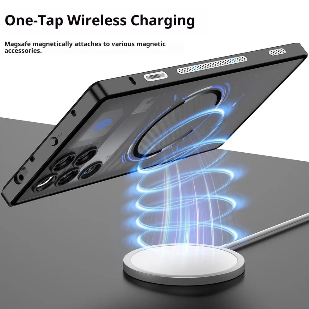 For ZTE nubia RedMagic 11 Pro 5G / 11 Pro+ 5G Magnetic Case Aluminium Alloy PC Matte Phone Cover Pop-Up Snap Lock - Black - 6