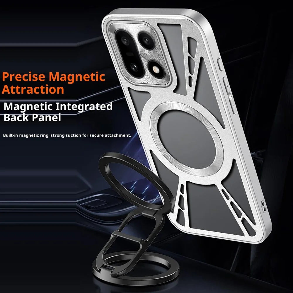 For OnePlus 15 5G Magnetic Case Hollow Heat Dissipation Silicone + PC + Metal Bumper Phone Cover - Black - 2