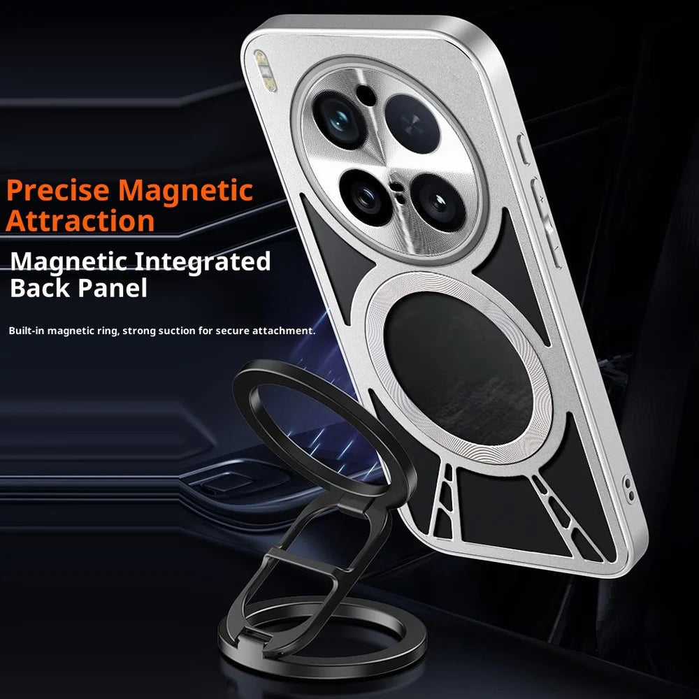 For vivo X300 5G Magnetic Case Hollow Heat Dissipation Silicone + PC + Metal Bumper Phone Cover - Black - 2
