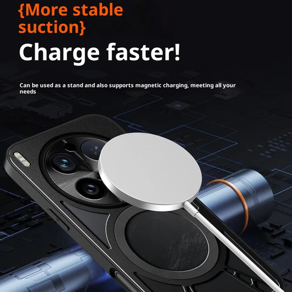 For vivo X300 5G Magnetic Case Hollow Heat Dissipation Silicone + PC + Metal Bumper Phone Cover - Black - 3