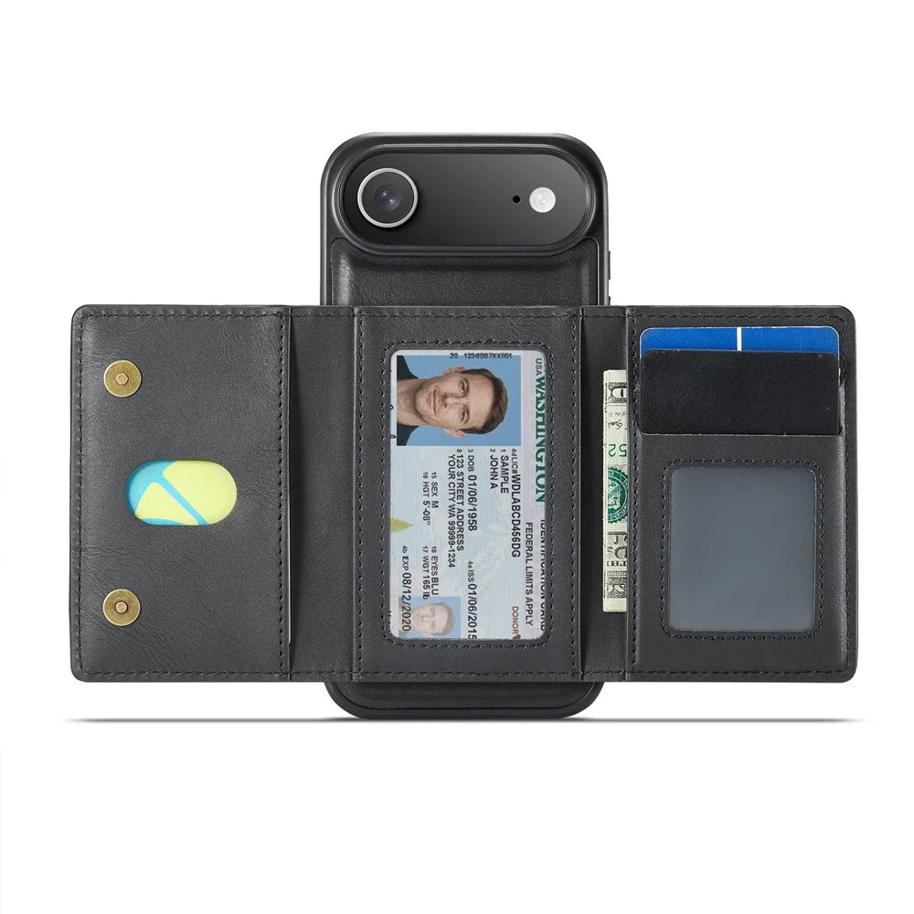 MAGKING K4 Series For iPhone Air Case Compatible with MagSafe Detachable Wallet PU TPU PC Phone Cover - Black - 4