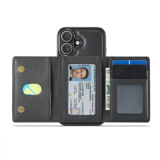 MAGKING K4 Series For iPhone 16 Case Compatible with MagSafe Detachable Wallet PU TPU PC Phone Cover - Black - 2