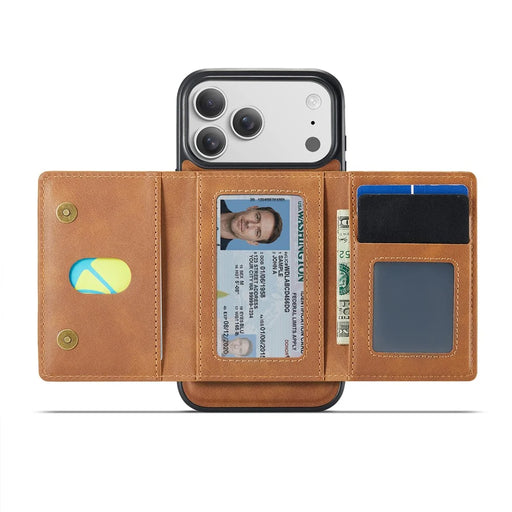 MAGKING K4 Series For iPhone 18 Pro / 17 Pro Case Compatible with MagSafe Detachable Wallet PU TPU PC Phone Cover - Brown - 2