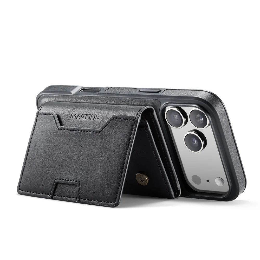 MAGKING K4 Series For iPhone 18 Pro Max / 17 Pro Max Case Compatible with MagSafe Detachable Wallet PU TPU PC Phone Cover - Black - 4