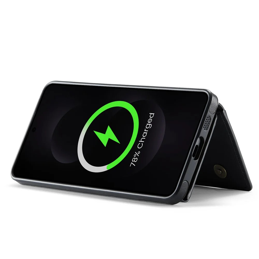 MAGKING K4 Series For Samsung Galaxy S25 Edge Magnetic Case Detachable Wallet PU TPU PC Phone Cover - Black - 3
