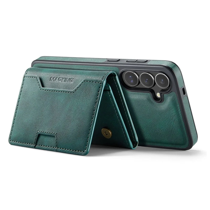 MAGKING K4 Series For Samsung Galaxy S25 FE Magnetic Case Detachable Wallet PU TPU PC Phone Cover - Green - 3